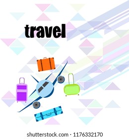 travel suitcase plane vector background
