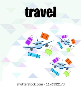 travel suitcase plane vector background