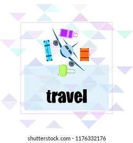 travel suitcase plane vector background