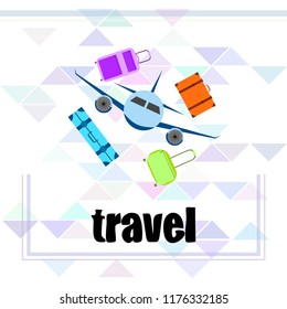 travel suitcase plane vector background
