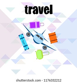 travel suitcase plane vector background
