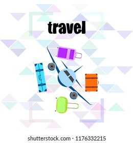 travel suitcase plane vector background
