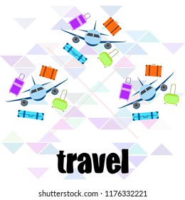 travel suitcase plane vector background