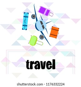 travel suitcase plane vector background