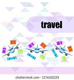 travel suitcase plane vector background