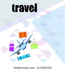 travel suitcase plane vector background