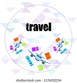 travel suitcase plane vector background