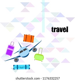 travel suitcase plane vector background