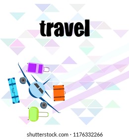 travel suitcase plane vector background