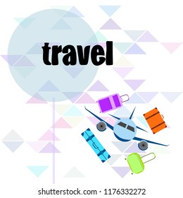 travel suitcase plane vector background