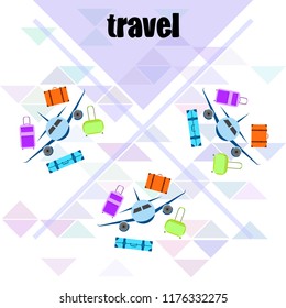 travel suitcase plane vector background