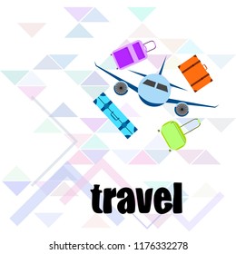 travel suitcase plane vector background