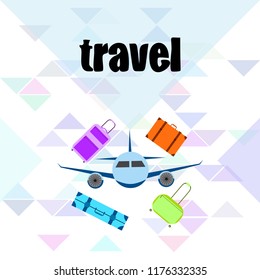 travel suitcase plane vector background