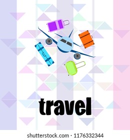 travel suitcase plane vector background