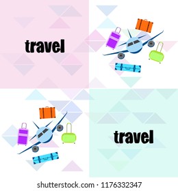 travel suitcase plane vector background