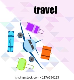 travel suitcase plane vector background