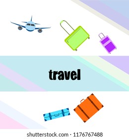 travel suitcase plane vector background