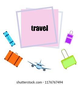 travel suitcase plane vector background