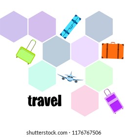 travel suitcase plane vector background