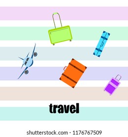 travel suitcase plane vector background