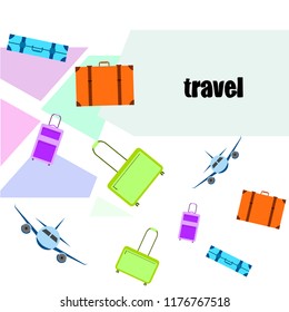 travel suitcase plane vector background