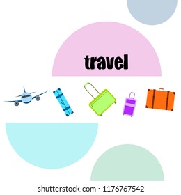 travel suitcase plane vector background