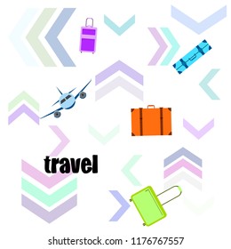 travel suitcase plane vector background