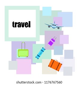 travel suitcase plane vector background