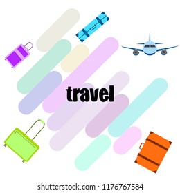 travel suitcase plane vector background