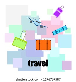travel suitcase plane vector background