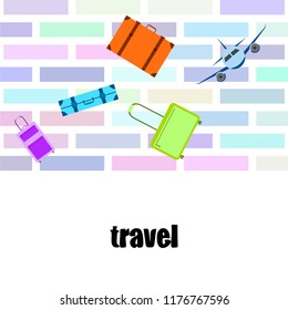 travel suitcase plane vector background