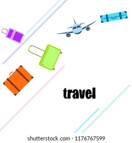 travel suitcase plane vector background