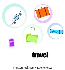 travel suitcase plane vector background