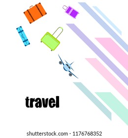 travel suitcase plane vector background