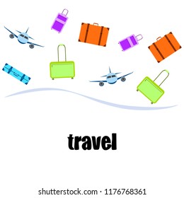 travel suitcase plane vector background