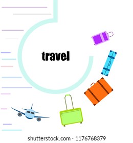 travel suitcase plane vector background