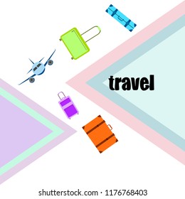 travel suitcase plane vector background