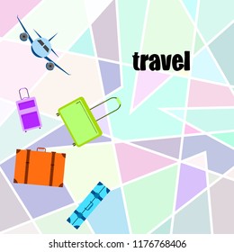 travel suitcase plane vector background