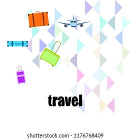 travel suitcase plane vector background
