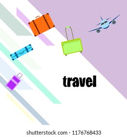 travel suitcase plane vector background