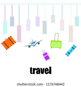 travel suitcase plane vector background