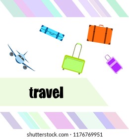 travel suitcase plane vector background