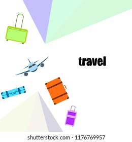 travel suitcase plane vector background