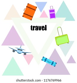 travel suitcase plane vector background
