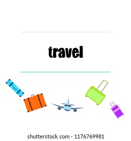 travel suitcase plane vector background