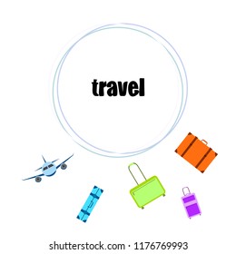 travel suitcase plane vector background