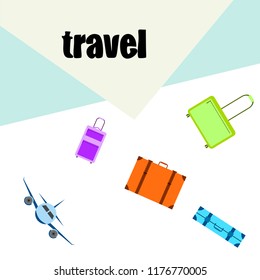 travel suitcase plane vector background
