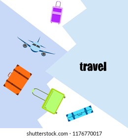 travel suitcase plane vector background