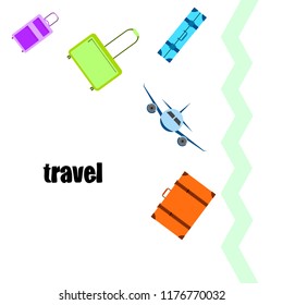 travel suitcase plane vector background