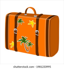 travel suitcase, retro suitcase. vector isolated on a white background